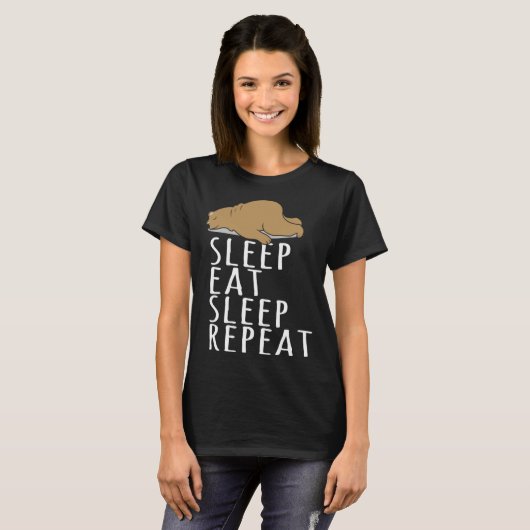 T-shirt Bear Sleep Eat Repeat Slogan Nightdress (Devant entier)