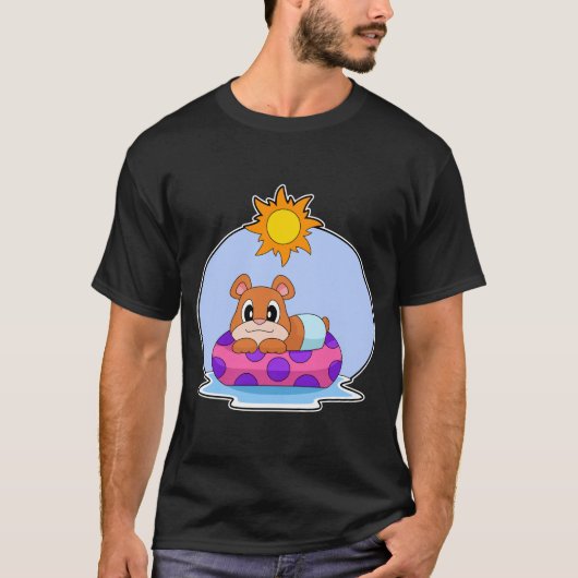 T-shirt Bear Swimming Inflatable float Summer (Devant)