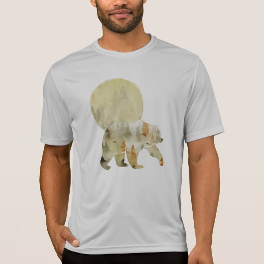 T-shirt Bear Walking in Woods Moon Peint Forêt Faune (Devant)
