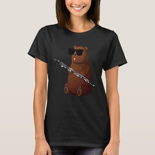 T-shirt Bear Wearing Sunglasses Playing Oboe (Devant)