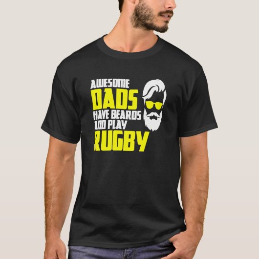T-shirt Beard Rugby Saying Fathers Day Rugby (Devant)