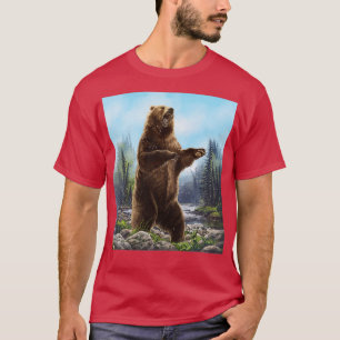 T-shirt Beard Style al ours peinture dans la forêt