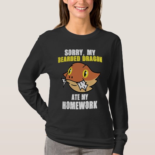 T-shirt Bearded Dragon Ate Homework Reptiles  Pet Owner Gr (Devant)