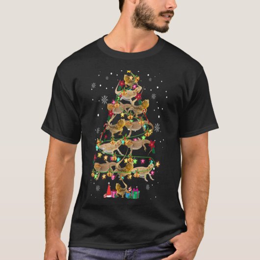 T-shirt Bearded Dragon Christmas Tree Funny Reptile Lover (Devant)