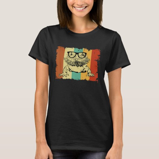 T-shirt Bearded Dragon Glasses Nerd  Animal Optician Vinta (Devant)