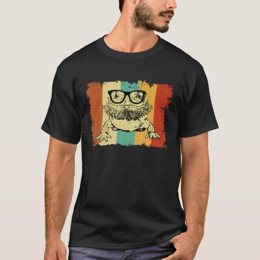 T-shirt Bearded Dragon Glasses Nerd  Animal Optician Vinta (Devant)