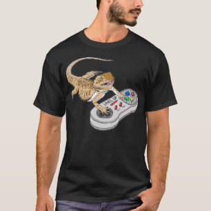 T-shirt Bearded Dragon Playing Video Game Reptiles Pagona