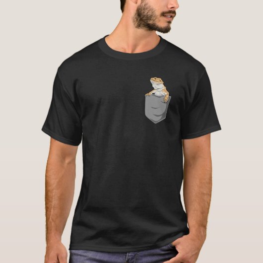 T-shirt Bearded Dragon Pocket Design Cool Reptile Pet Liza (Devant)