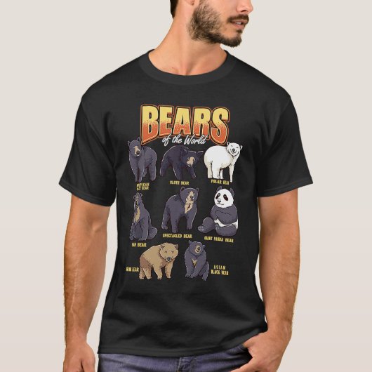 T-shirt Bears Animals of the World Wildlife Zoo Animal Bea (Devant)