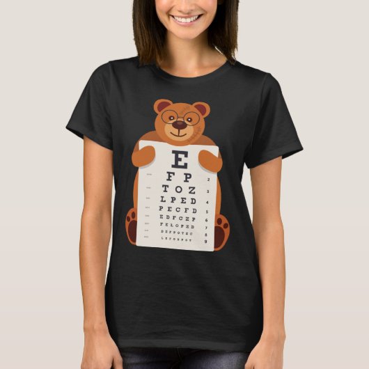 T-shirt Bears Baby Bear Holding Eye Chart Artistic Opticia (Devant)