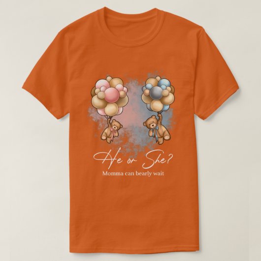 T-shirt Bears Balloons Momma peut attendre avant de révéle (Design devant)