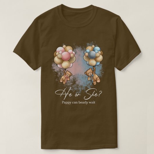 T-shirt Bears Balloons Pappy peut attendre avant la révéla (Design devant)