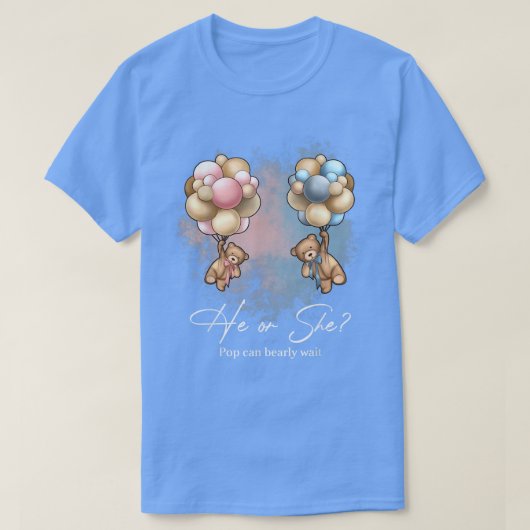 T-shirt Bears Balloons POP Can Bearly Wait Gender Reveal  (Design devant)