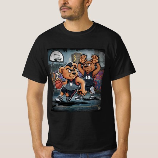 T-SHIRT BEARS PLAYING BASKETBALL (Devant)
