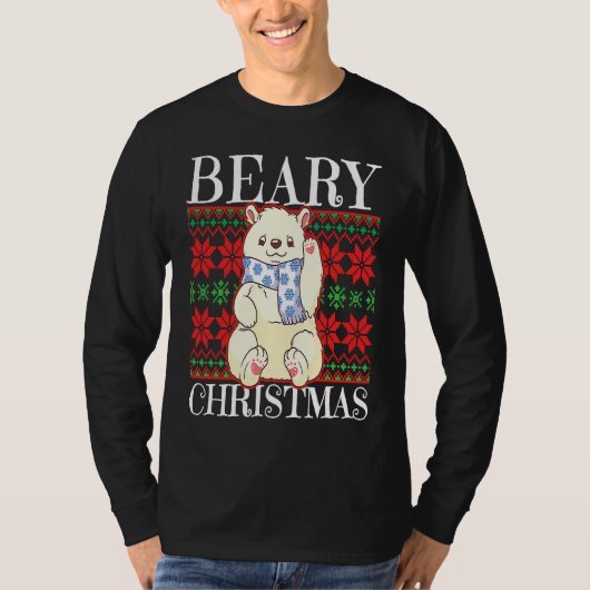 T-shirt Beary Christmas Christmas Polar Bear Ugly Sweater  (Devant)