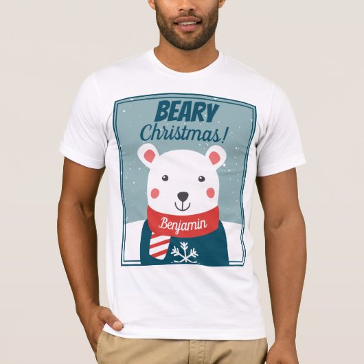 T-shirt Beary Christmas mignon dessin animé ours polaire a (Devant)