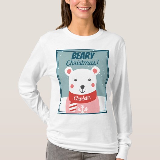 T-shirt Beary Christmas mignon dessin animé ours polaire a (Devant)