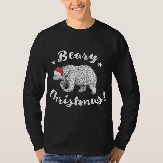 T-shirt Beary Christmas mignonne Ours À Santa Hat (Devant)