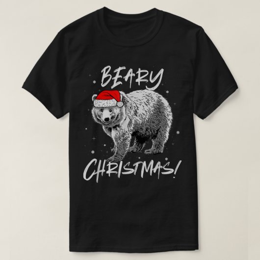 T-shirt Beary Noël mignon Ours Polaire À Santa Hat  (Design devant)
