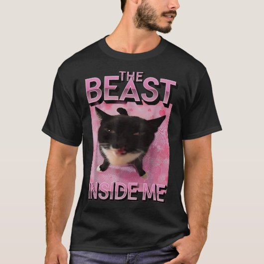 T-shirt Beast Inside Me Cat Meme (Devant)