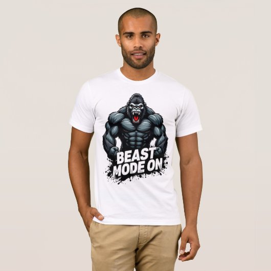 T-shirt Beast Mode On – Power Unleashed Gym Tee (Devant entier)