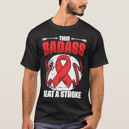 T-shirt Beat A Stroke Survivor Red Ribbon Stroke Awareness (Devant)