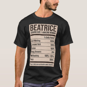 T-shirt Beatrice Nutrition Facts Nom Pseudo Alias Titre