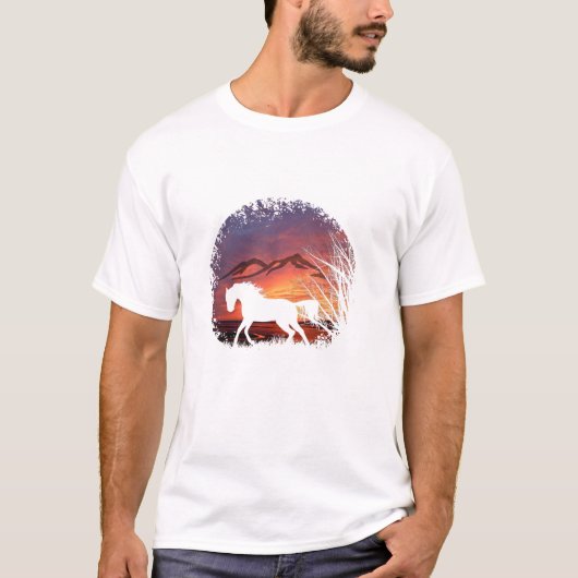 T-shirt Beau Arabian Horse Lover Equestrian Sunset S (Devant)