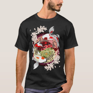 T-shirt Beau Art Japonais Fleur Koi Fish