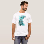 T-shirt Beau bleu gris cool fleurs splatter feuille (Devant entier)