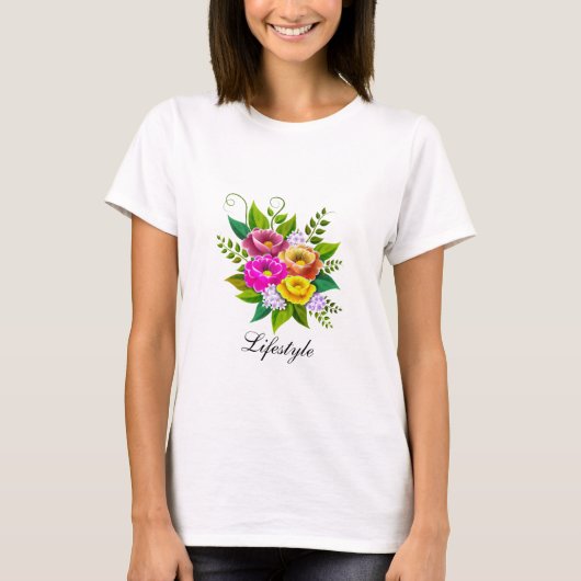 T-shirt Beau Bouquet de fleurs colorées (Devant)