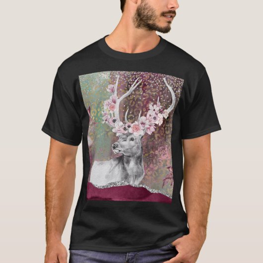 T-shirt Beau cerf imprimé (Devant)