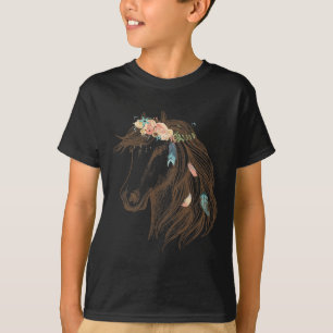 T-shirt Beau Cheval Main Drawn Art Pour Amoureux des anima