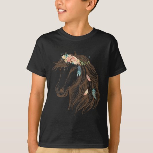 T-shirt Beau Cheval Main Drawn Art Pour Amoureux des anima (Devant)