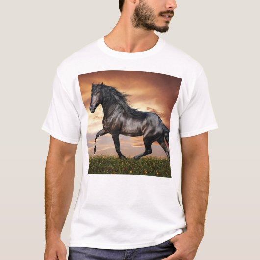 T-shirt Beau Cheval Noir (Devant)