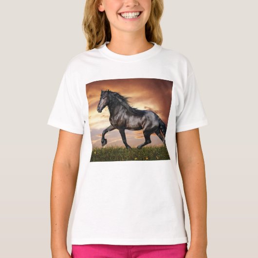 T-shirt Beau Cheval Noir (Devant)