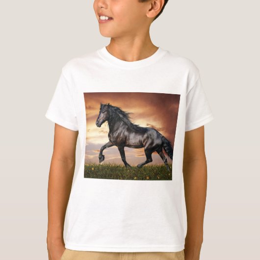 T-shirt Beau Cheval Noir (Devant)