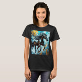 T-shirt Beau cheval sur la course (Devant entier)