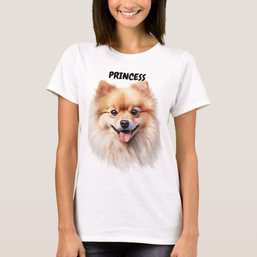 T-SHIRT BEAU CHIEN POMERANIEN ROUGE FACE (Devant)
