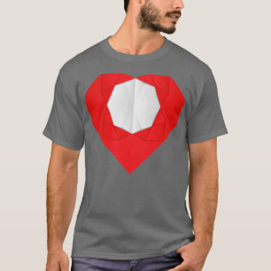 T-shirt Beau coeur d'origami avec une fleur