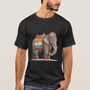 T-shirt Beau Costume Graphique D'Éléphant Indien Pour Adul