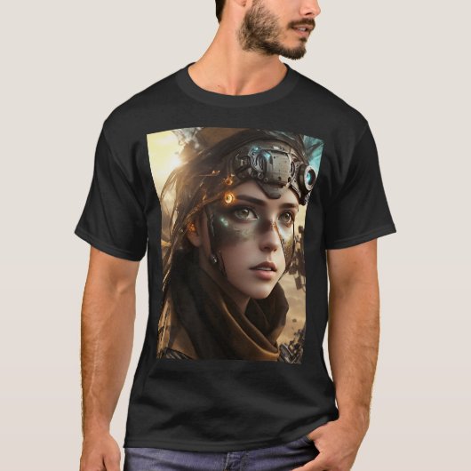 T-shirt Beau Cyborg futuriste (Devant)