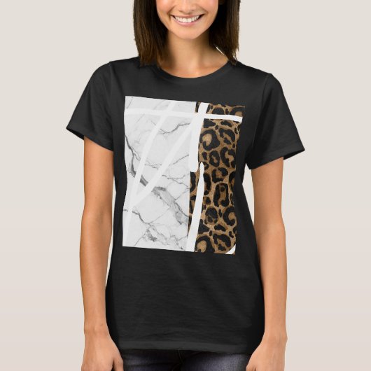 T-shirt Beau Empreinte de léopard en marbre (Devant)