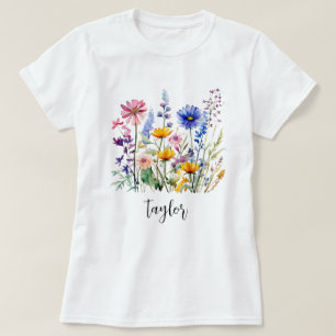 T-shirt Beau jardin botanique Fleur sauvage aquarelle