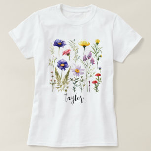 T-shirt Beau jardin botanique Fleur sauvage aquarelle