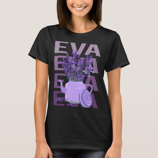 T-shirt Beau Lavande - Nom Eva (Devant)