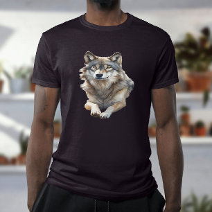 T-shirt Beau loup gris se prélassant