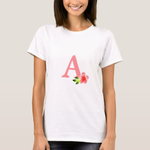 T-shirt Beau monogramme rose avec fleur