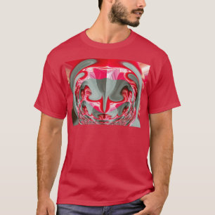 T-shirt beau motif géométrique gris cendré rouge design AR