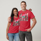 T-shirt beau motif géométrique gris cendré rouge design AR (Unisexe)